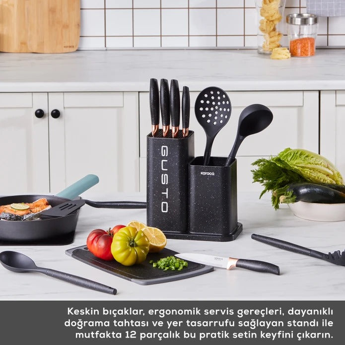 Karaca Gusto 12 Parça Bıçak Kesme Tahtası Seti